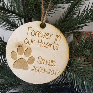 Personalized Christmas Tree Dog Puppy Memorial Ornament Year Paw Print Name and Years Family Christmas Dog Lover Fur Baby Mom