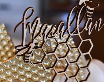 Custom Name Honey Bee  Cake Topper | Bumble Bee Baby Shower Cake Topper | Bee Party | Birthday | Bee Lover | Bee Day Cake Topper | Honeybee