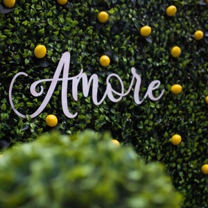 Custom Amore Wooden Words Cursive Natural Wood Sign Love Wreath Board Home Table Welcome Baby Shower Birthday Bridal Weddind Backdrop