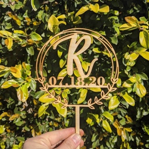 Personalized Initial and Date Wedding Cake Topper and Keepsake | Welcome Baby Shower Cake