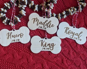 Personalized Dog Bone Tag Ornamen | Custom Christmas Ornament | Custom Pet First Christmas Ornament | Puppy Name Ornament