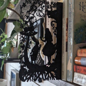 Wonderland Wood Shelf Insert Silhouette | Shelf Silhouette | Bookshelf Sign | Bookish | Gift for Book Lover | Book Divider | Genre Separator