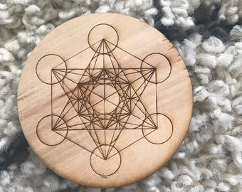Merkaba Metatron's Cube Chakras Crystal Grid Scared Geometry Custom Wooden Laser Cut and Engraved Mini 3 - 6 - 9 - 12