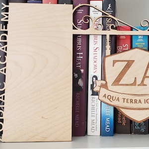 ZA Zodiac Academy Wood Shelf Silhouette | ZA Shelf Silhouette | Aqua Terra Ignis Aer Bookshelf Sign | Bookish | Gift for Book Lover | Insert