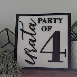 Party of + Number Family Sign | Living Room Decor | Home Decor | Family Name Sign | Modern Name Sign | 3D Wooden Sign |  Housewarming Gift |