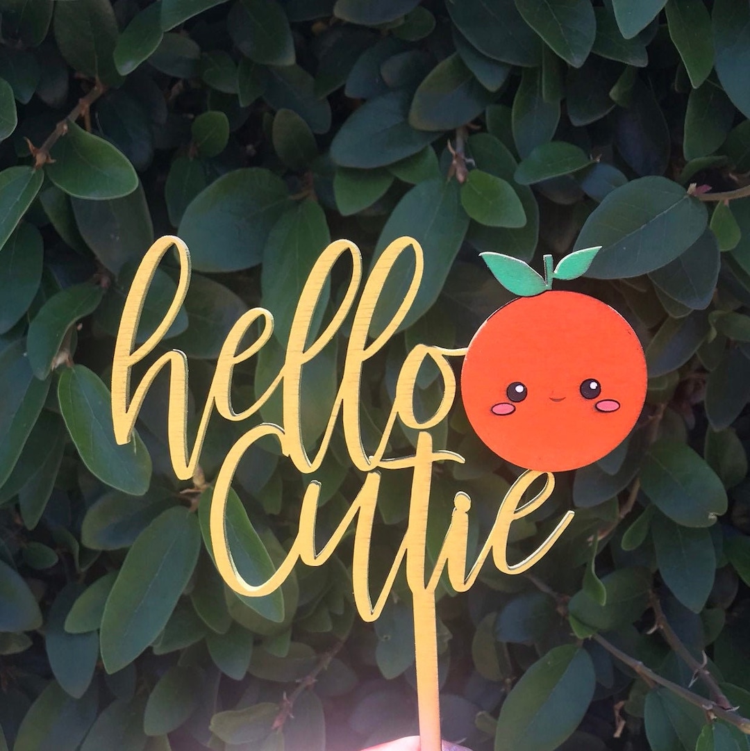 Hello Cutie Sign Custom Little Hello Cutie Cuties Twin Citrus Theme Baby Shower Welcome ...