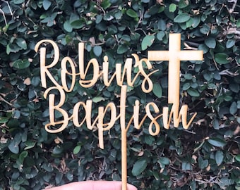 Custom Baptism Name Cake Topper | Cross Cake Decor | Personalized Christening Cake Topper