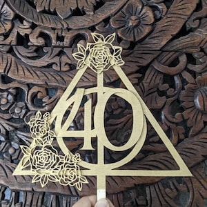 Custom Always Inspired Geometric Floral Age Birthday or Anniversary Custom Wood Cake Topper