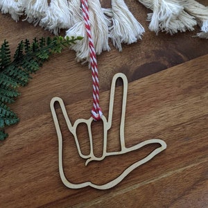 I Love You ASL Sign Language Sign Ornament | American Sign Language Ornament | Christmas Decor | ASL Christmas Modern Sign Language Ornament