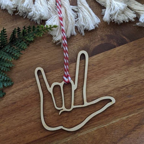 I Love You ASL Sign Language Sign Ornament | American Sign Language Ornament | Christmas Decor | ASL Christmas Modern Sign Language Ornament