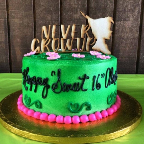 Peter Pan Birthday Party Cake Topper Never Grow Up Custom Name Age