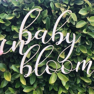 Custom Wooden Words Cursive Natural Wood Sign Baby in Bloom Sign Love Wreath Board Dessert Table Welcome Baby Shower Birthday Home Decor