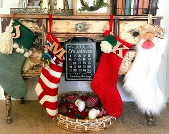 Personalized Initial Stocking or Tree Ornament Christmas Stocking Decor