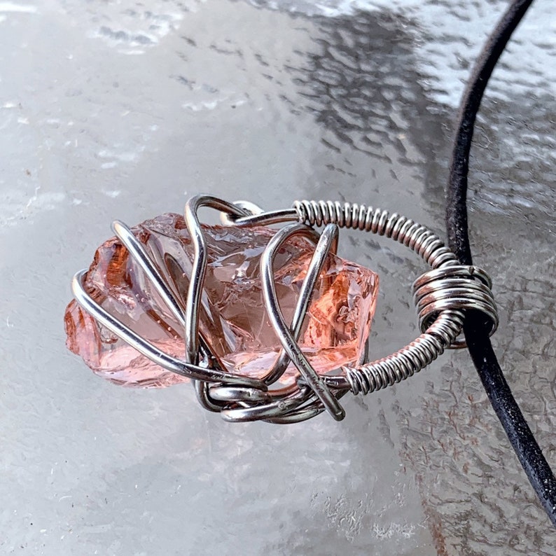 Powerful Peach Andara Crystal Necklace Wire Wrapped Celestial Heart Monatomic Andara Crystal Pendant Andara Crystal from Mount Shasta