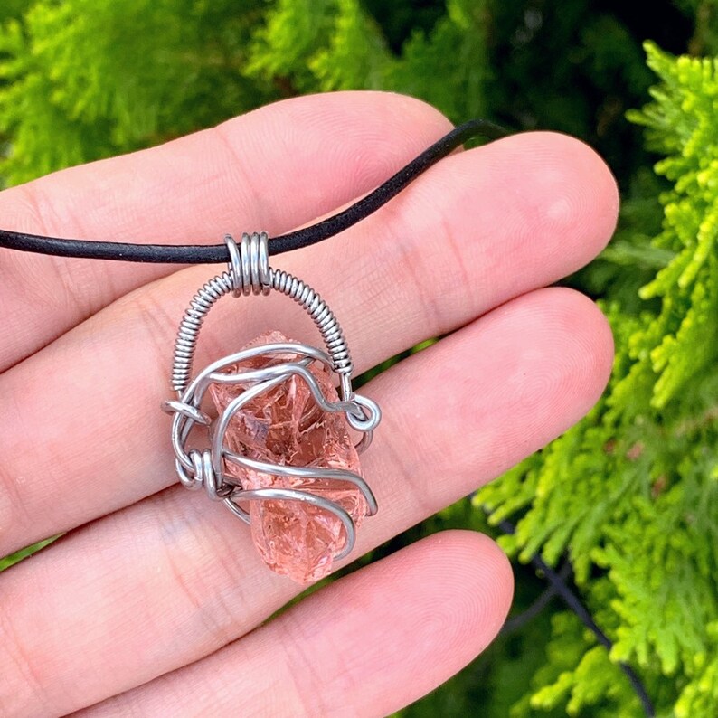 Powerful Peach Andara Crystal Necklace Wire Wrapped Celestial Heart Monatomic Andara Crystal Pendant Andara Crystal from Mount Shasta