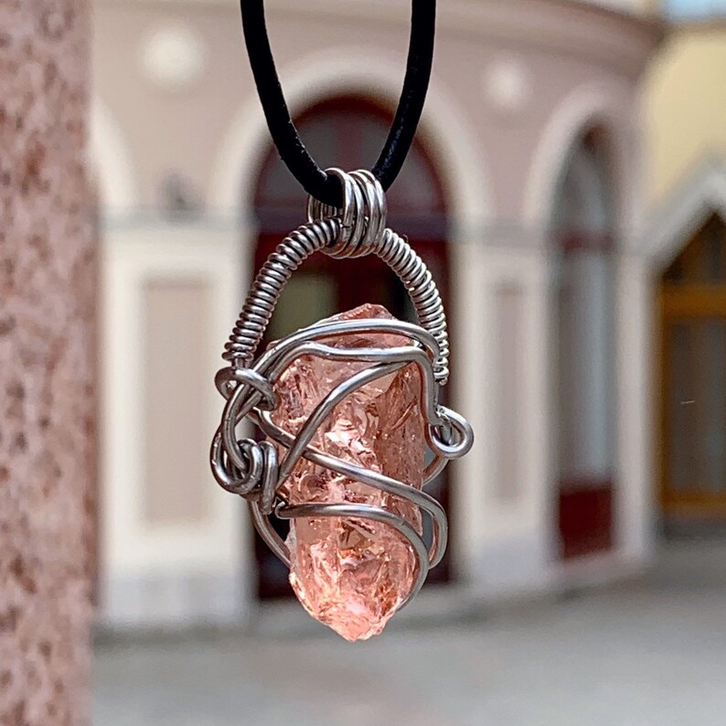 Powerful Peach Andara Crystal Necklace Wire Wrapped Celestial Heart Monatomic Andara Crystal Pendant Andara Crystal from Mount Shasta