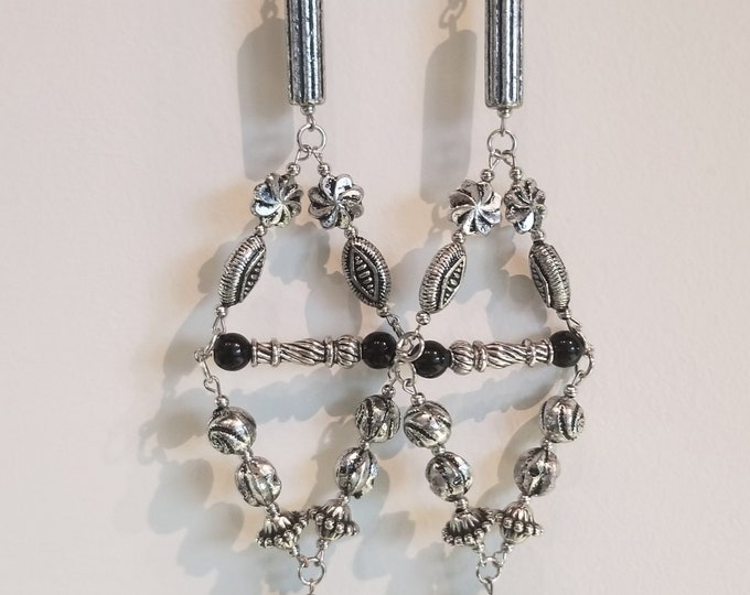 Black and Silver Earrings