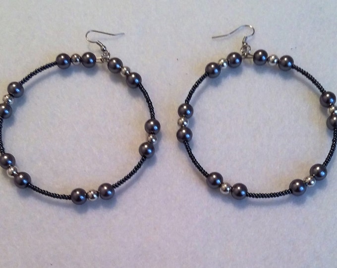 Silver and Black Earrings