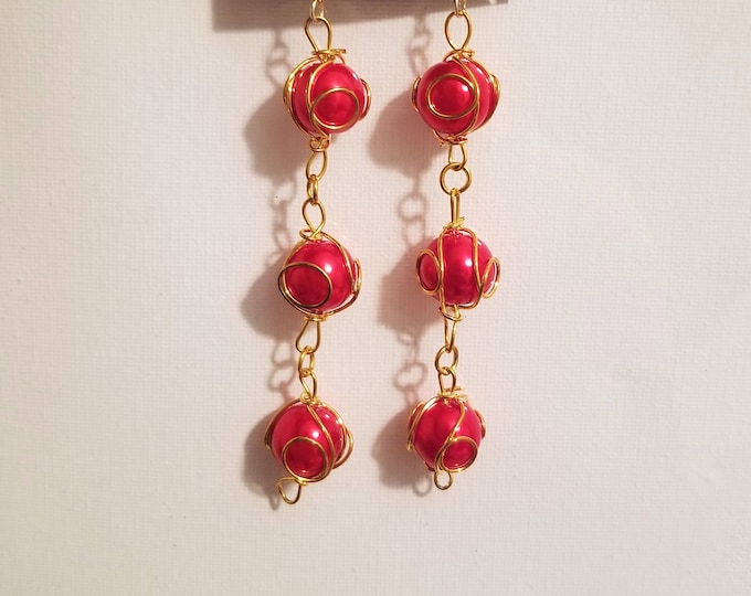 Red And Gold Long Earrings
