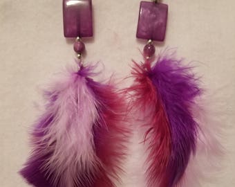 Purple Feathers Earrings