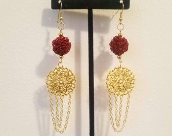 Red And Gold Earrings