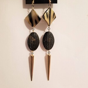 Gold and Black Spike Earrings