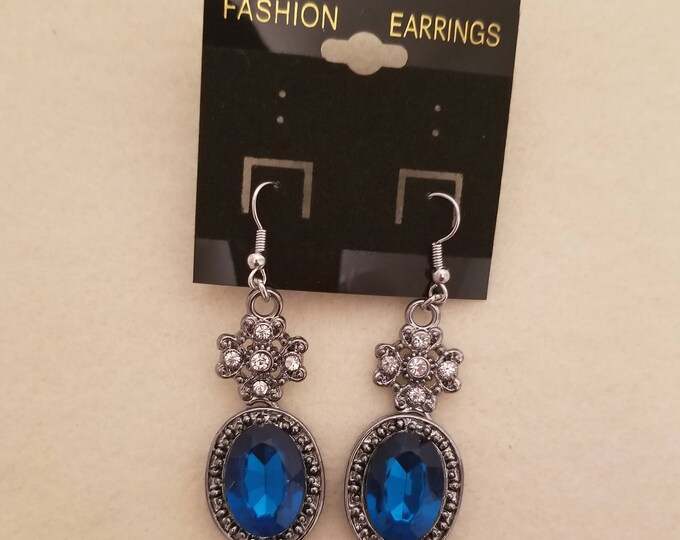 Silver and Blue Earrings