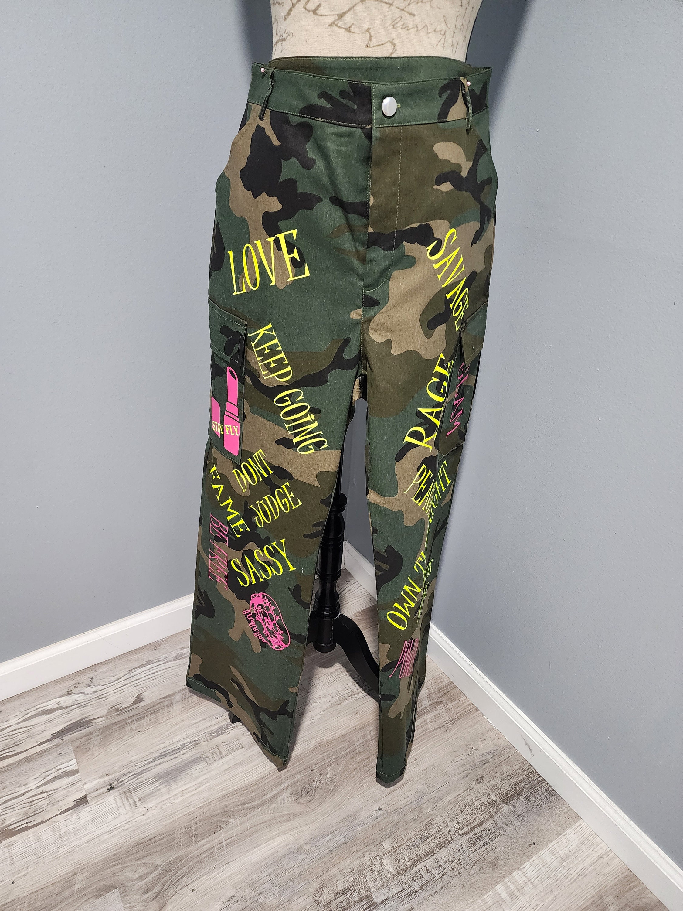 Final Sale Plus Size Camo Paperbag Pants with Elastic Waist in Olive  Camouflage - ShopperBoard