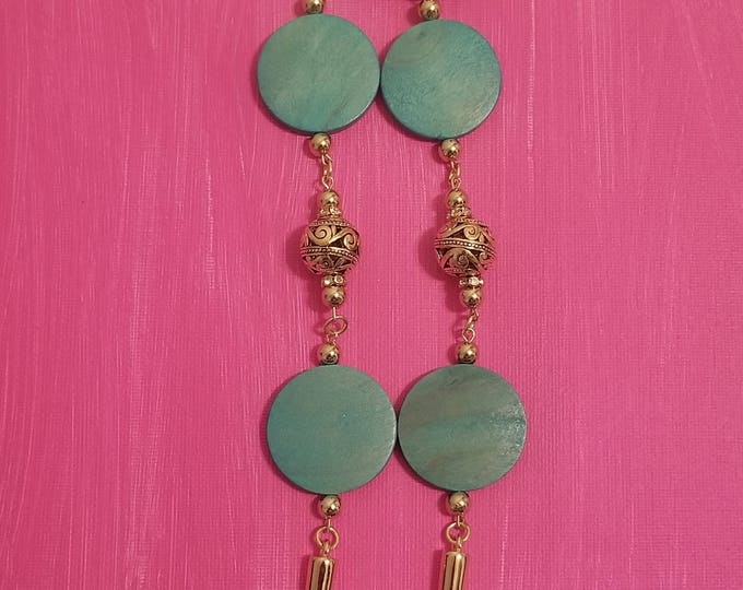 Turquoise and Gold Earrings with Spikes