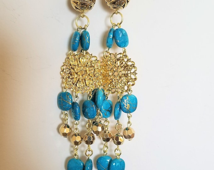 Gold and Blue Earrings