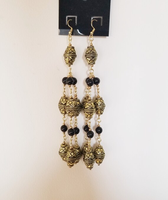 Black & Gold Geaux Bottle Earrings