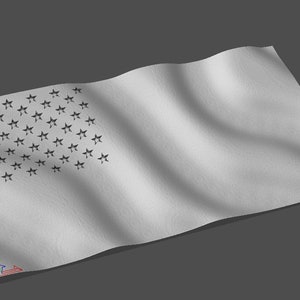 CNC Stl 3D Waving American Flag. Beautiful, Highly detailed and scalable. Includes a flag with no stripes AND a Blank flag waves only image 8