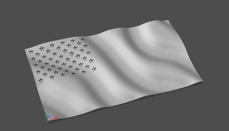 CNC Stl 3D Waving American Flag. Beautiful, Highly detailed and scalable. Includes a flag with no stripes AND a Blank flag waves only image 8