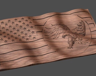 CNC Stl 3D Wavy American Eagle Flag. Beautiful, Highly detailed and scalable. Includes STL, SVG and Dxf Also includes a flag without Eagle.