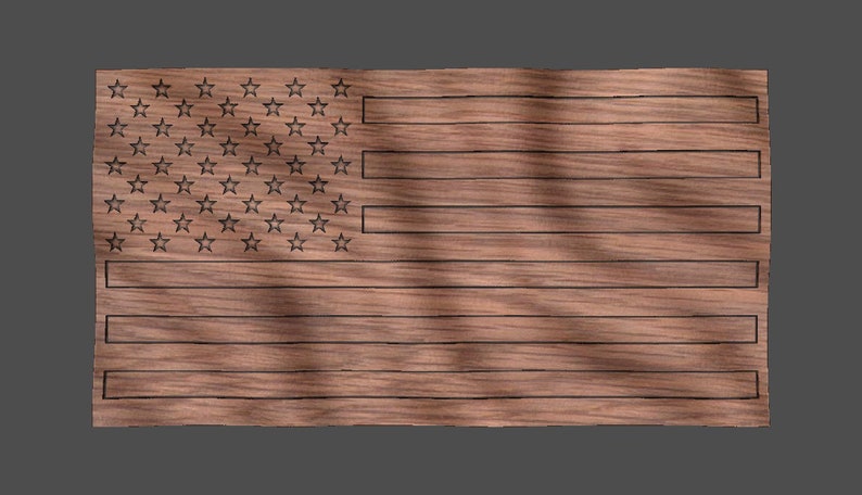 CNC Stl 3D Waving American Flag. Beautiful, Highly detailed and scalable. Includes a flag with no stripes AND a Blank flag waves only image 2