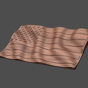 CNC Stl 3D Waving American Flag with Raised Stars and Stripes. Also includes Raised Stars with no stripes. Highly detailed and scalable. image 2