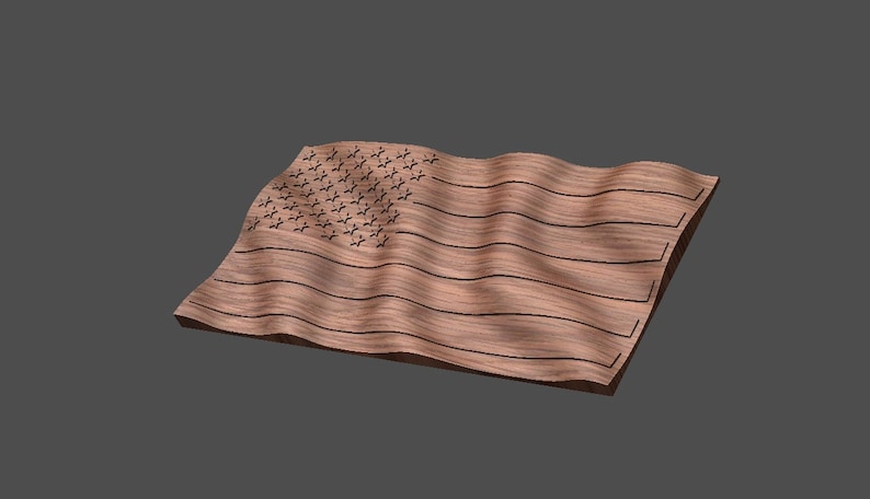CNC Stl 3D Waving American Flag with Raised Stars and Stripes. Also includes Raised Stars with no stripes. Highly detailed and scalable. image 2