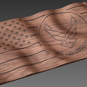 CNC Stl model 3D Wavy American / U.S. Air Force Flag. Beautiful, Highly detailed and scalable. Includes STL and SVG