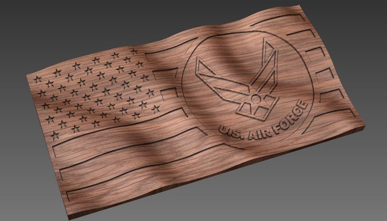 CNC Stl model 3D Wavy American / U.S. Air Force Flag. Beautiful, Highly detailed and scalable. Includes STL and SVG image 1