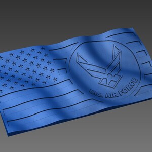 CNC Stl model 3D Wavy American / U.S. Air Force Flag. Beautiful, Highly detailed and scalable. Includes STL and SVG image 4