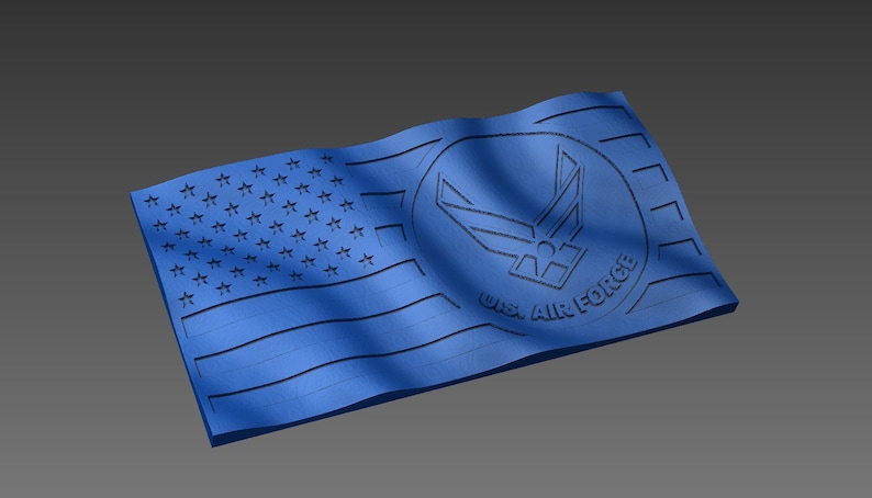 CNC Stl model 3D Wavy American / U.S. Air Force Flag. Beautiful, Highly detailed and scalable. Includes STL and SVG image 4