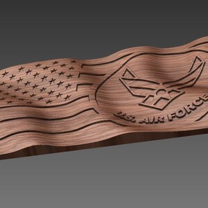 CNC Stl model 3D Wavy American / U.S. Air Force Flag. Beautiful, Highly detailed and scalable. Includes STL and SVG image 2