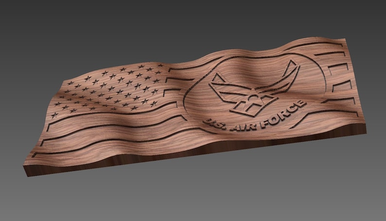 CNC Stl model 3D Wavy American / U.S. Air Force Flag. Beautiful, Highly detailed and scalable. Includes STL and SVG image 2