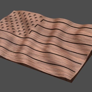 CNC Stl 3D Waving American Flag. Beautiful, Highly detailed and scalable. Includes a flag with no stripes AND a Blank flag waves only image 3