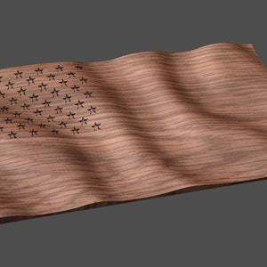 CNC Stl 3D Waving American Flag. Beautiful, Highly detailed and scalable. Includes a flag with no stripes AND a Blank flag waves only image 7