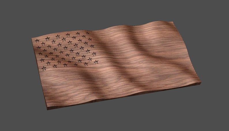 CNC Stl 3D Waving American Flag. Beautiful, Highly detailed and scalable. Includes a flag with no stripes AND a Blank flag waves only image 7