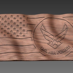 CNC Stl model 3D Wavy American / U.S. Air Force Flag. Beautiful, Highly detailed and scalable. Includes STL and SVG image 3