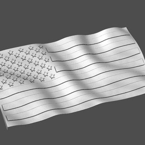 CNC Stl 3D Waving American Flag with Raised Stars and Stripes. Also includes Raised Stars with no stripes. Highly detailed and scalable. image 5