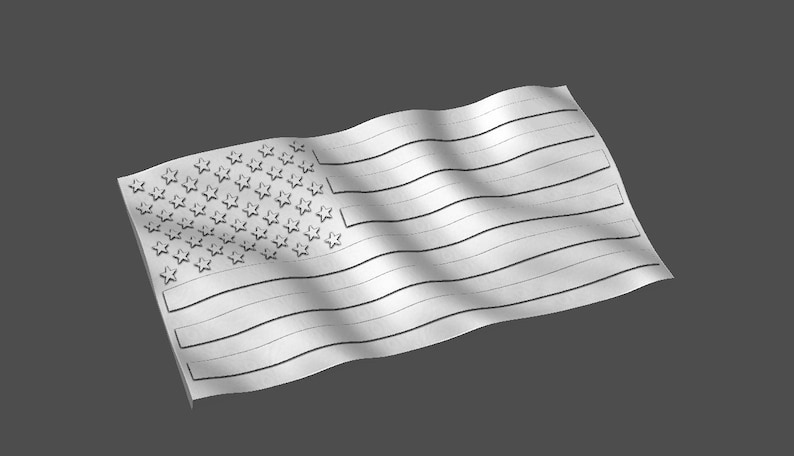 CNC Stl 3D Waving American Flag with Raised Stars and Stripes. Also includes Raised Stars with no stripes. Highly detailed and scalable. image 5
