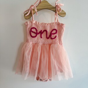 Hand Embroidered First Birthday Dress | Baby First Birthday Romper | Baby Girl One Romper | Birthday Dress Baby Girl